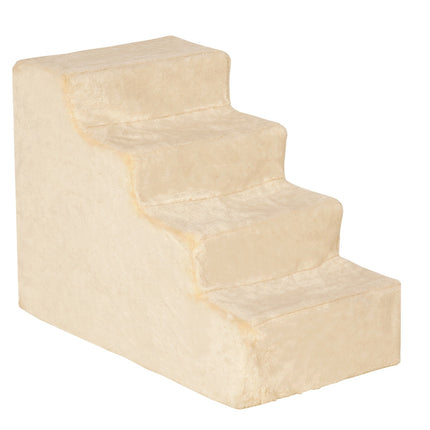 PAWROOM - Dyretrapper 4-trinns hunderampe med avtagbart deksel Kattetrapper Hundetrapper Dyretrapper Sponplate Plysj Beige 60 x 35 x 44 cm