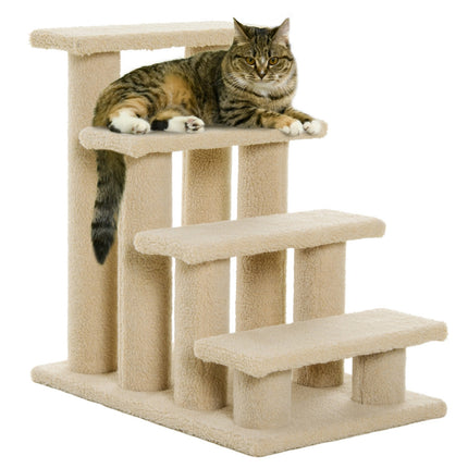 PAWROOM - Dyretrapper Hunder Katter 4-Trinns Plysj Beige 63,5X43X60Cm