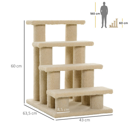 PAWROOM - Dyretrapper Hunder Katter 4-Trinns Plysj Beige 63,5X43X60Cm