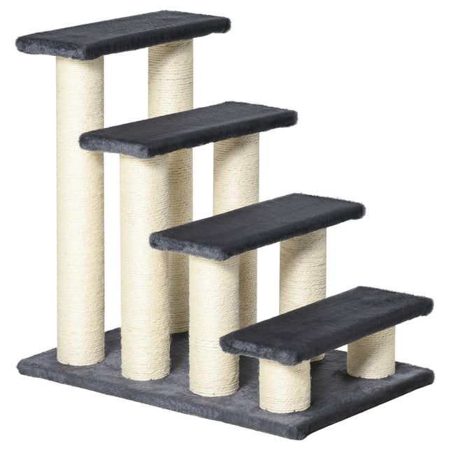 PAWROOM - 4-step soft plush pet stairs, gray, 60x40.5x59 cm