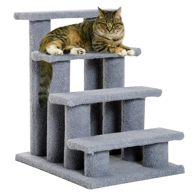 PAWROOM - Pet stairs for cats and dogs, 4 steps, gray, 63.5x43x60 cm