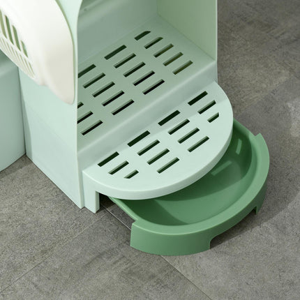 PAWROOM - Cat House Søppelbrett 2 Uttrekkbare Gulvbrett Hette Spade For Store Katter Grønn 52X60X42Cm