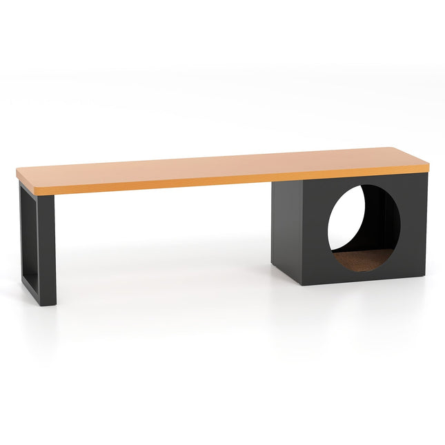 PAWROOM - Utendørs metallbenk med kattehus, 3-seter, 150 cm