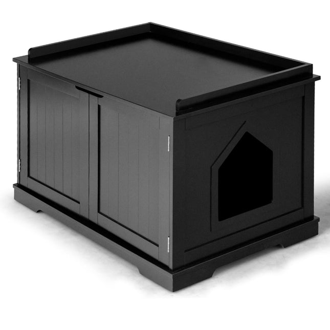 PAWROOM - Innendørs kattehus med seng, svart, MDF, multifunksjonelt