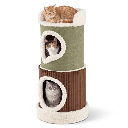 PAWROOM - Indoor Cat House With Top Perch, Double Condos