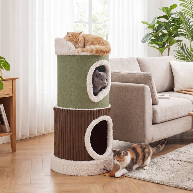 PAWROOM - Innendørs kattehus med topp sitteplass, doble leiligheter