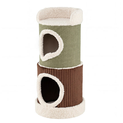PAWROOM - Indoor Cat House With Top Perch, Double Condos