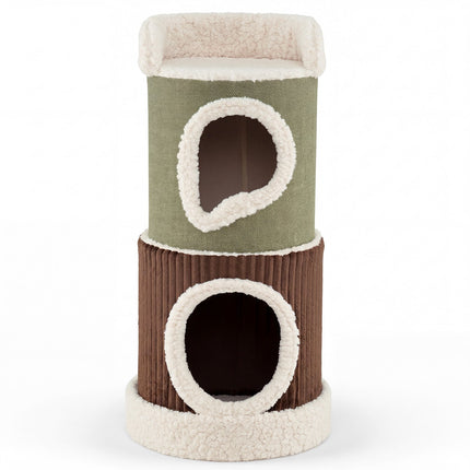PAWROOM - Indoor Cat House With Top Perch, Double Condos