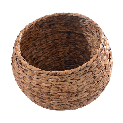 PAWROOM - Rattan Cat Cave Bed With Cushion, Water Hyacinth, 50cm