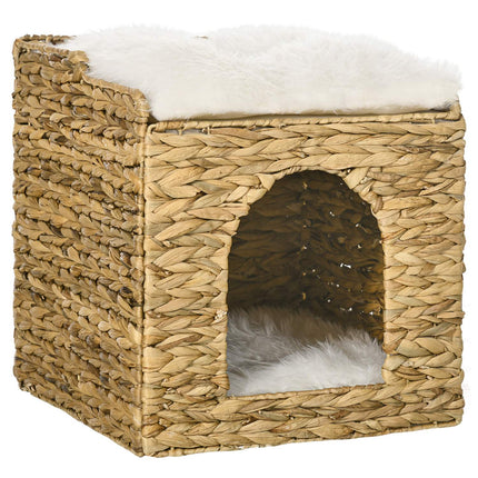 PAWROOM - Rattan Cat Cave 2-Level Pute Water Hyacinth Brown Opptil 5 Kg