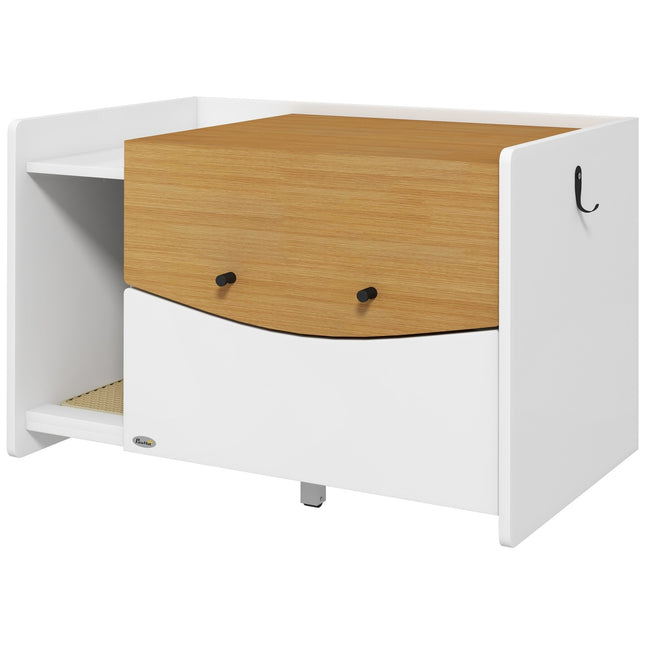PAWROOM - Katteskap for kattetoalett, kattetoalettskap med uttrekkbart skap, søppeloppsamlingsmatte, kattehus for innendørs, 78 x 50 x 51 cm, eik