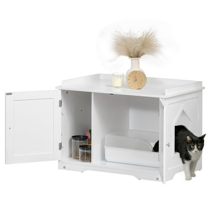 PAWROOM - Cat Cabinet Søppelbrett Justerbar Skillevegg Magnetiske Dører Hvit 86X48X52Cm