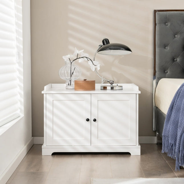 PAWROOM - Cat Litter Box Cabinet with Scratching Pad, White