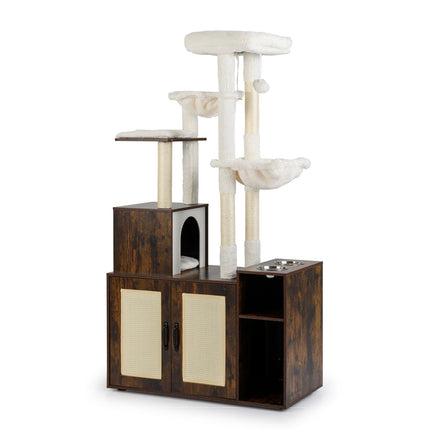 PAWROOM - Cat Tree with Litter Box, Hammocks & Viewing Platform