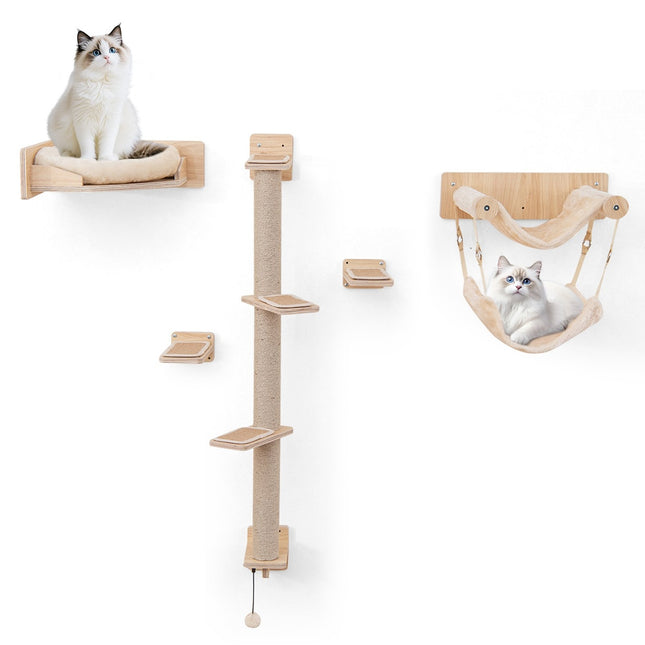 PAWROOM - Wall-Mounted Cat Furniture Set with Hammocks & Bed
