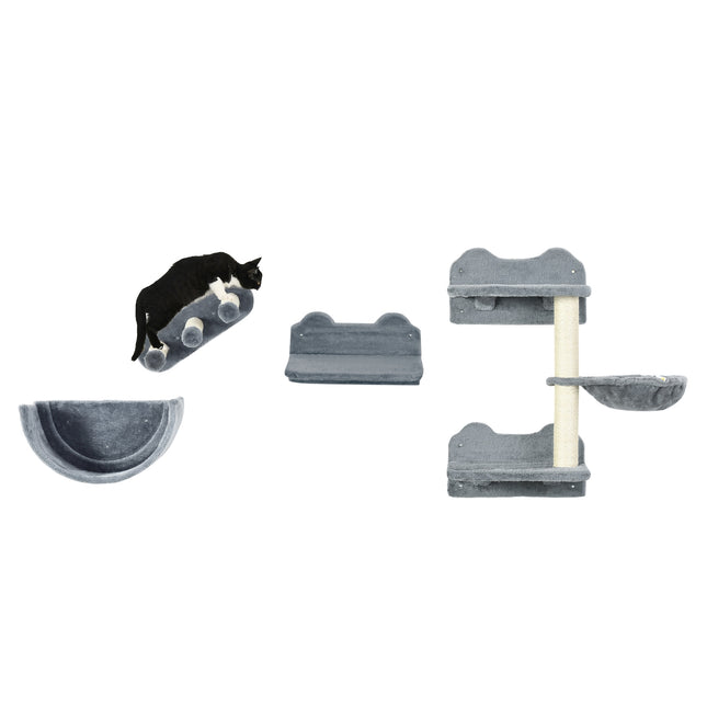 PAWROOM - Cat climbing wall set with scratching post and hammock