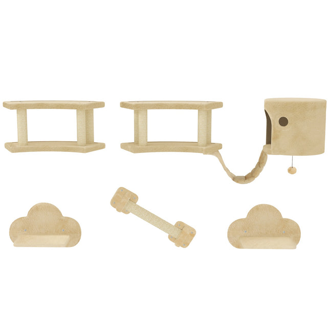 PAWROOM - Cat Climbing Wall Set, 5-piece, plush, for cats up to 5 kg