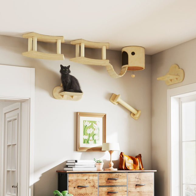 PAWROOM - Cat Climbing Wall Set, 5-piece, plush, for cats up to 5 kg