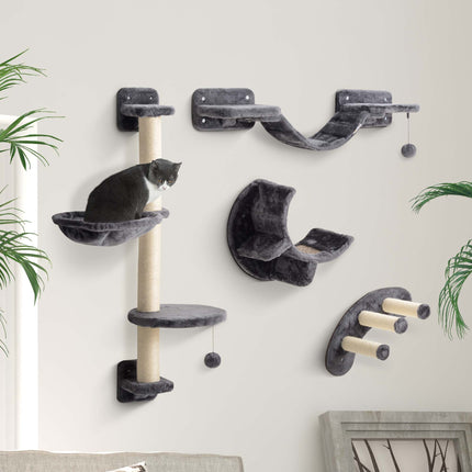PAWROOM - Cat Climbing Wall Set with Hammock, Dark Grey, 4-Piece