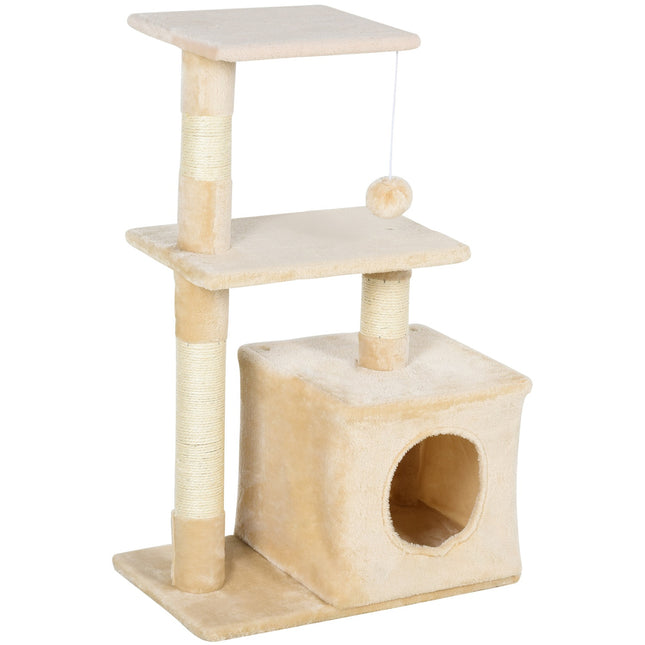 PAWROOM - Skrapestolpe Med Sisal, Myk Plysj, Skrapebrett, Stabilt, E1 Klasse Sponplater, 50X30X80Cm