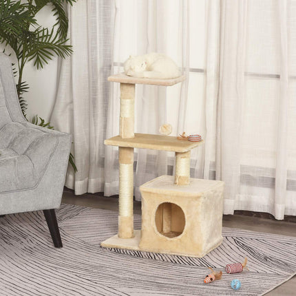 PAWROOM - Sisal Cat scratching post, soft plush, stable, 50x30x80 cm