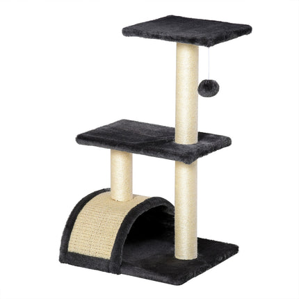 PAWROOM - Skrapestolpe Med Skrapebrett, Mørkegrå, E1 Mdf Sisal Plysj, 40X35X72Cm