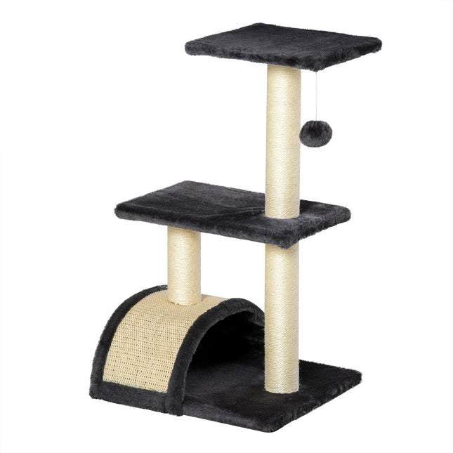 PAWROOM - Cat scratching post, dark gray sisal plush, 40x35x72 cm
