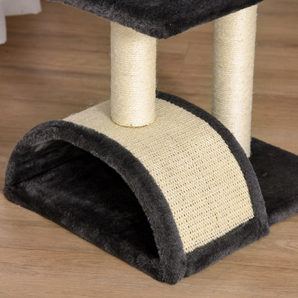 PAWROOM - Skrapestolpe Med Skrapebrett, Mørkegrå, E1 Mdf Sisal Plysj, 40X35X72Cm
