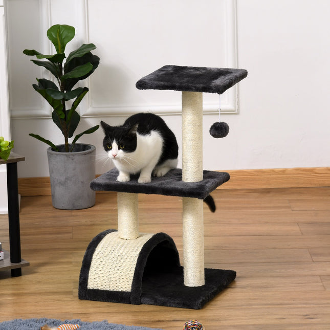 PAWROOM - Cat scratching post, dark gray sisal plush, 40x35x72 cm