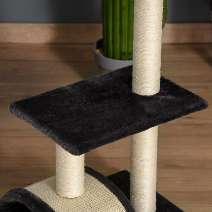 PAWROOM - Skrapestolpe Med Skrapebrett, Mørkegrå, E1 Mdf Sisal Plysj, 40X35X72Cm
