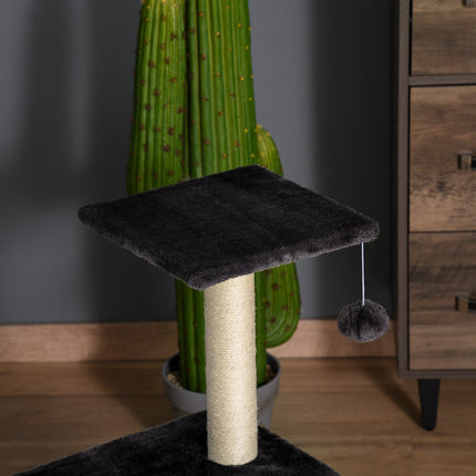 PAWROOM - Skrapestolpe Med Skrapebrett, Mørkegrå, E1 Mdf Sisal Plysj, 40X35X72Cm