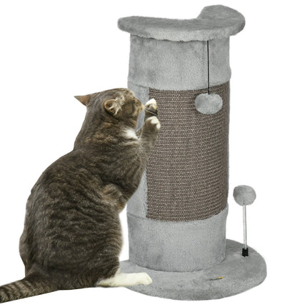 PAWROOM - Small gray indoor cat scratching post with sisal ball