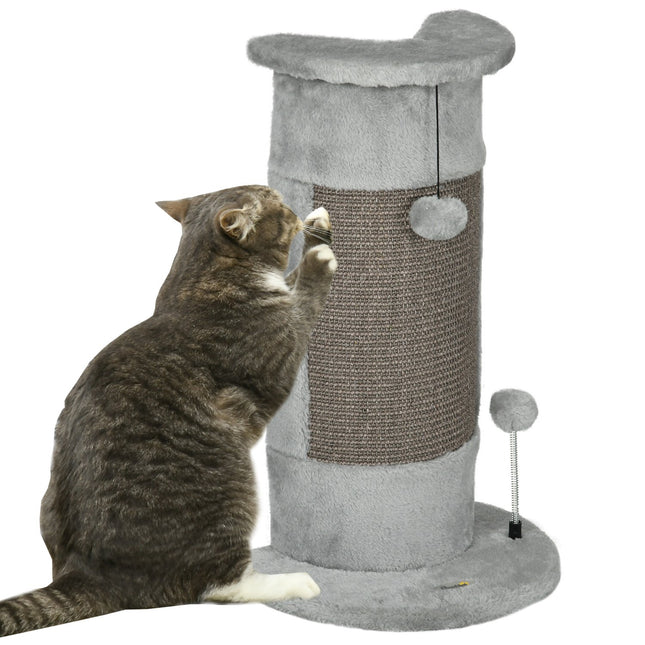 PAWROOM - Small gray indoor cat scratching post with sisal ball
