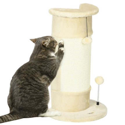 PAWROOM - Hjørne Skrapestolpe 58 Cm Skrapestolpe For Katter Med Skrapekule, Laget Av Sisal, Kremhvit