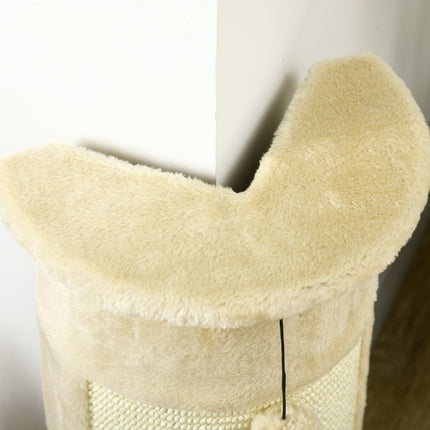 PAWROOM - Hjørne Skrapestolpe 58 Cm Skrapestolpe For Katter Med Skrapekule, Laget Av Sisal, Kremhvit