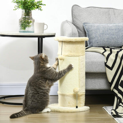 PAWROOM - Hjørne Skrapestolpe 58 Cm Skrapestolpe For Katter Med Skrapekule, Laget Av Sisal, Kremhvit