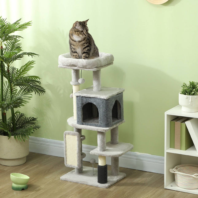 PAWROOM - Cat Tree with Sisal Posts and Plush Bed, 104 cm