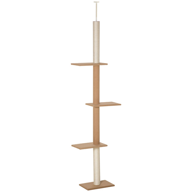 PAWROOM - Cat climbing tree, height adjustable scratching post, khaki