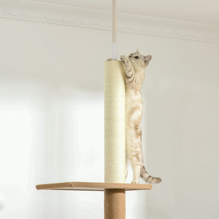PAWROOM - Cat climbing tree, height adjustable scratching post, khaki