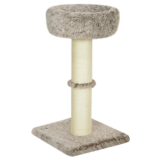 PAWROOM - Kløestolpe 87 cm høyt kattetre med seng, tykk stamme, katteklodestolpe med sisal skrapestolper, for katter opp til 6 kg, innendørs, brun