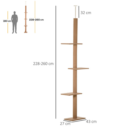 PAWROOM - Adjustable Cat Scratching & Climbing Tree, light brown