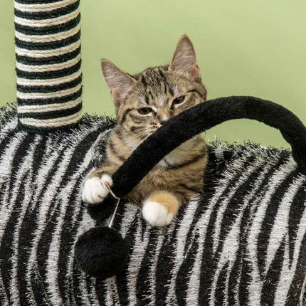 PAWROOM - Cat tree with scratching post and tunnel, Zebra Design