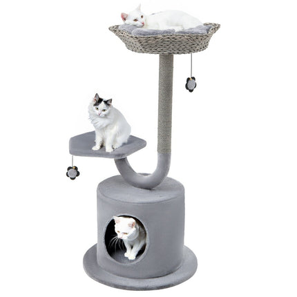 PAWROOM - Innendørs skrapestolpe med buet metallramme 3-lags Cat Activity Center grå