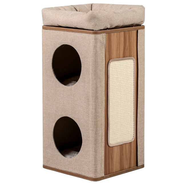 PAWROOM - 3-etasjes kattetårn med klorebrett og matter, beige