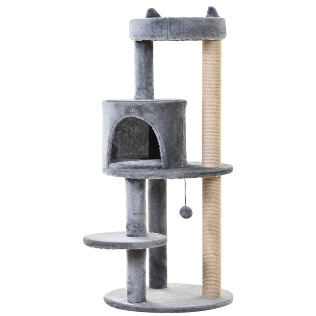 PAWROOM - 4-level cat tree, plush cave, sisal scratching posts, play balls