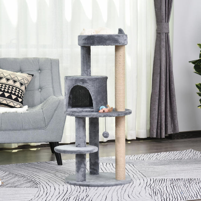 PAWROOM - 4-level cat tree, plush cave, sisal scratching posts, play balls