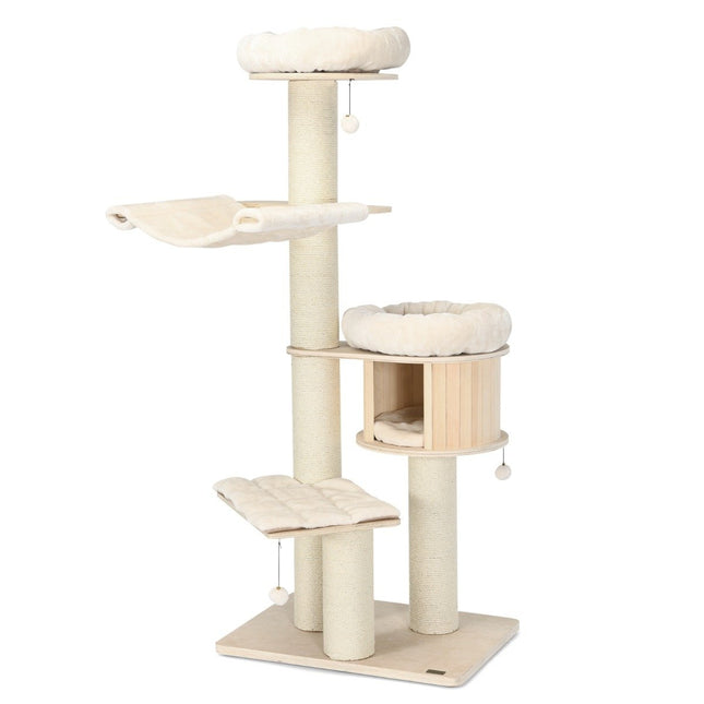 PAWROOM - 174 cm kattetre laget av heltre 4-lags kattetårn naturlig