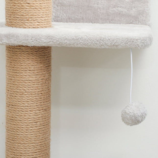 PAWROOM - Kloetre, 5-etasjers, sisalstolper, plysjstoff, lysegrå