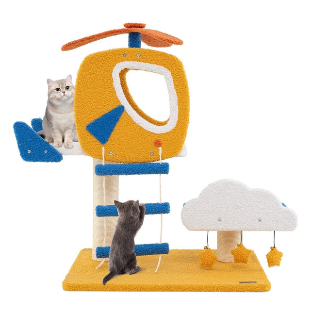 PAWROOM - Cat scratching post with helicopter platform & scratching post & jumping platform scratching post