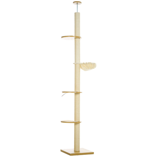 PAWROOM - Adjustable cat tree with hammock, ceiling height 230-250cm